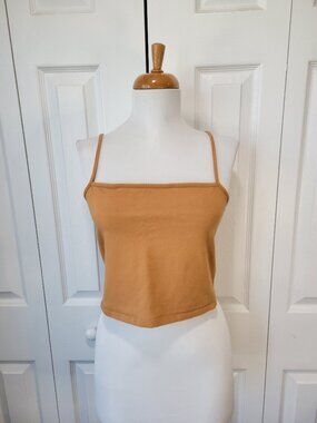 FOREVER 21 Orange Rust Tan Spaghetti Strap Crop Cropped Tank Top sz L EUC Spring